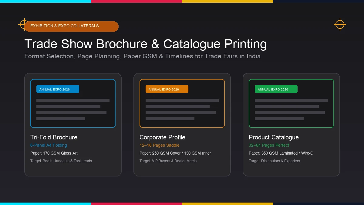 Brochure and catalogue printing for trade shows, exhibitions, and corporate expos in India