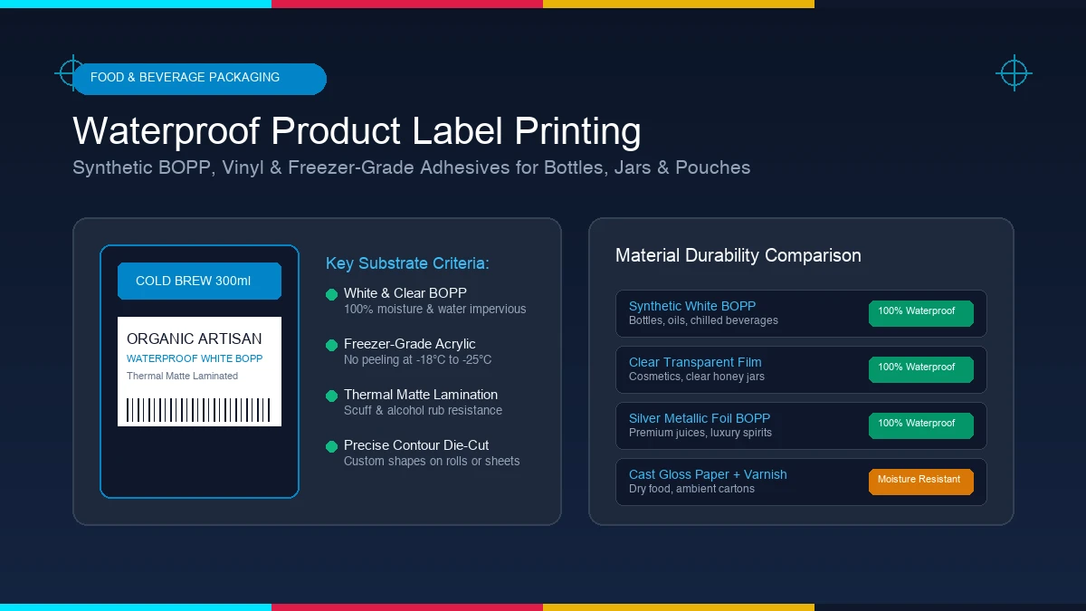 Waterproof product label printing on beverage bottles and food containers in India