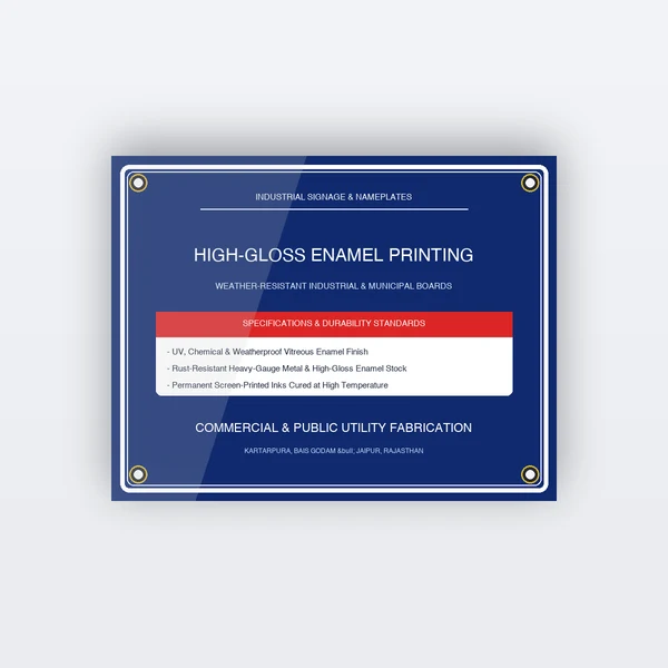 Vitreous Enamel Industrial Signboard and High Gloss Nameplate Printing Jaipur