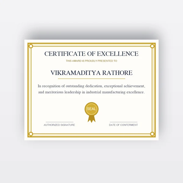 Custom Award Certificate Printing with Gold Foil Border and Embossed Seal Jaipur